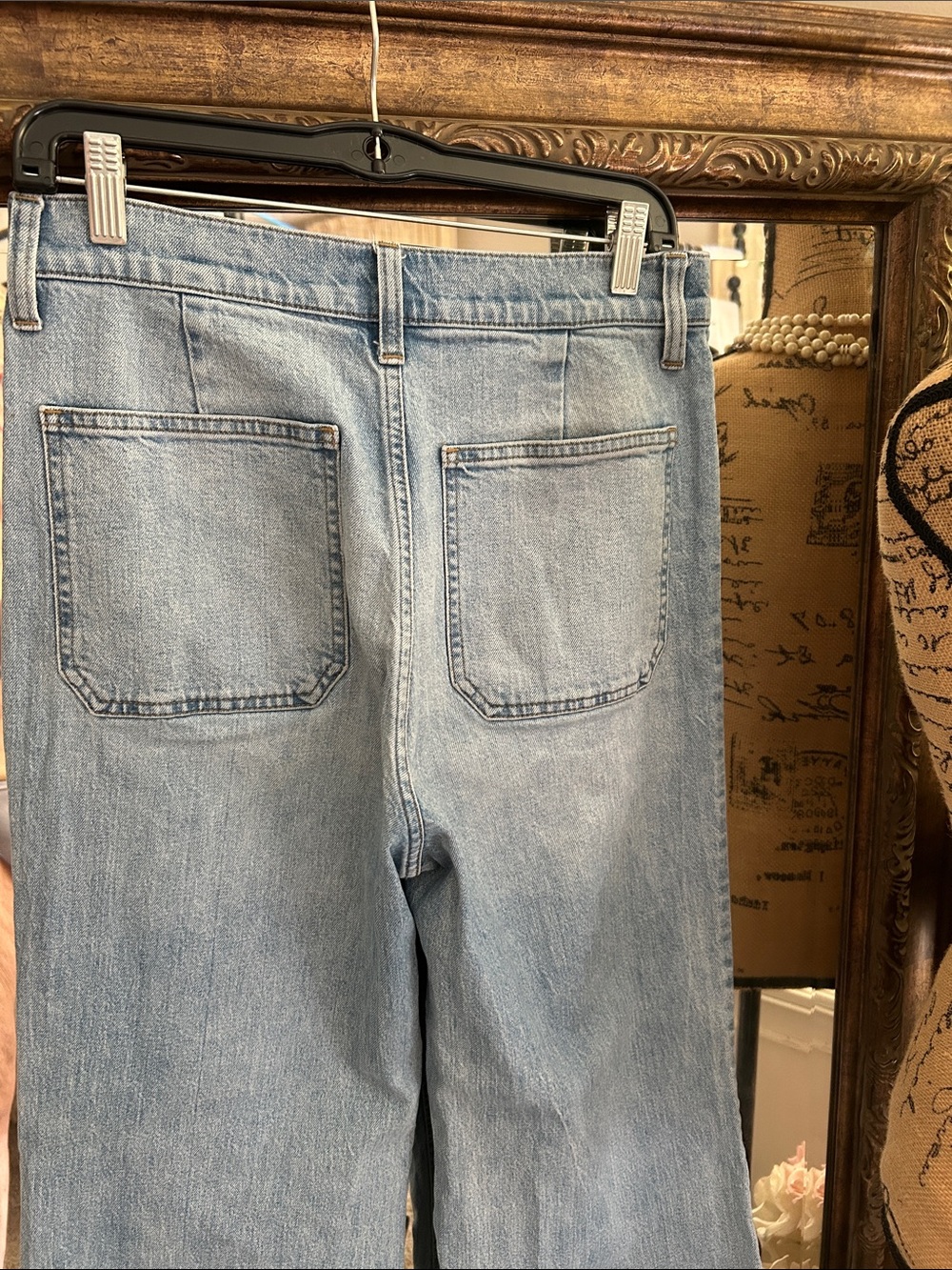 J.CREW • Sailor Wide Leg Trousers Gold Buttons Patch Pockets Jeans - High Rise - Picture 11 of 16
